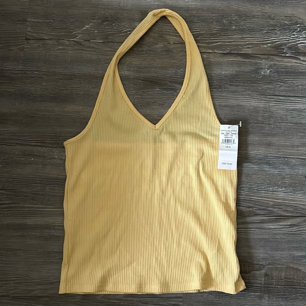 american eagle yellow halter crop top